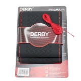 Husa volan neagra cu ac si ata 110 gr, cusatura rosie DERBY