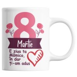 Cana alba personalizata &quot;E ziua ta mamico, in dar ti-am adus inima&quot;, INOVATIX&reg;. 330ml, Oem