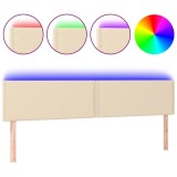 Cumpara ieftin Tablie de pat cu LED, crem, 180x5x78/88 cm, textil