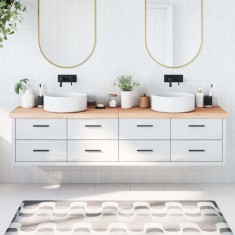 Blat de baie, 220x50x(2-6) cm, lemn masiv netratat