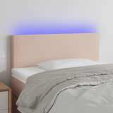 VidaXL Tăblie de pat cu LED, cappuccino, 90x5x78/88cm, piele ecologică