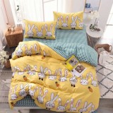 Cumpara ieftin Lenjerie de pat pentru o persoana cu husa elastic pat si fata perna patrata, Kimora, bumbac mercerizat, multicolor