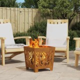 vidaXL Vatra Foc Pătrată Oțel Corten 40x40x40cm Maro Rustic Semineu Exterior Grădină Terasă Balcon