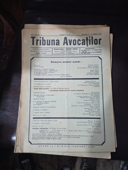 Tribuna Avocaților nr. 20-21/1-15 noiembrie 1934