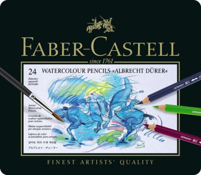 Creioane Colorate Acuarela A.Durer 24 culori, cutie metal Faber-Castell foto