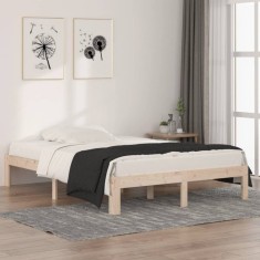 vidaXL Cadru de pat dublu 4FT6, 135x190 cm, lemn masiv