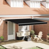 vidaXL Marchiză Retractabilă Automată cu LED Neagră 400x350 cm
