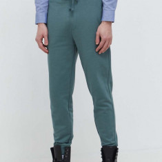 HUGO pantaloni de trening din bumbac culoarea verde, uni 50489617