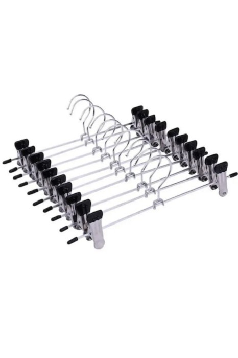 Set 10 cleme metalice pentru umerașe pentru fuste și pantaloni 28 cm ForHouse
