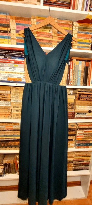 rochie ocazie lunga - tripluvoal - verde inchis