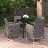 vidaXL Set mobilier de grădină cu perne 5 piese poliratan &amp; sticlă