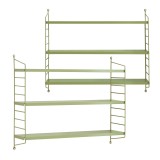 Set 2 buc raft perete Str&auml;ngn&auml;s 50x60x15cm otel verde maslina [en.casa] HausGarden Leisure