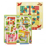 Joc labirint 2in1 pentru copii din lemn 2 jocuri oras/avioane 25x25x1.5cm MWZ-3089 CWT