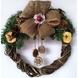 Coronita impodobita cu elemente naturale, decor rustic de Craciun &Oslash;36 cm