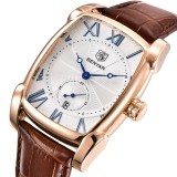 Ceas barbatesc BENYAR BY-5114M, quartz PE47, cadran dreptunghiular 41,7 mm, curea din piele, geam Hardlex