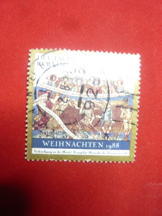 Serie- Evanghelia din Lowen -800 Ani-1988 Germania-Berlin , 1 valoare stampilata
