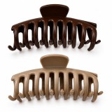 Cumpara ieftin Set 2 clame pentru par 10.9 x 4.5 cm, culori diferite selectate aleatoriu, cleste din plastic rigid cu dinti curbati, pentru par lung si des