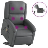 Cumpara ieftin Fotoliu masaj rabatabil electric cu ridicare, gri, piele eco