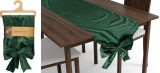 Traversa de masa verde din catifea cu funda decorativa, 33x240 cm