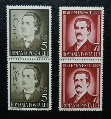 Romania LP 130 , M. Eminescu , pereche , MNH/** foto