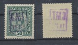 Ocupatia romana in Kolomeea 1919 sursarj CMT violet 1K20h pe 50h stema MNH, Istorie, Nestampilat