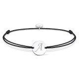 Bratara Ajustabila, Cu Banut Rotund Si Inima, Argintiu, Gravat Litera Ta, Snur Negru