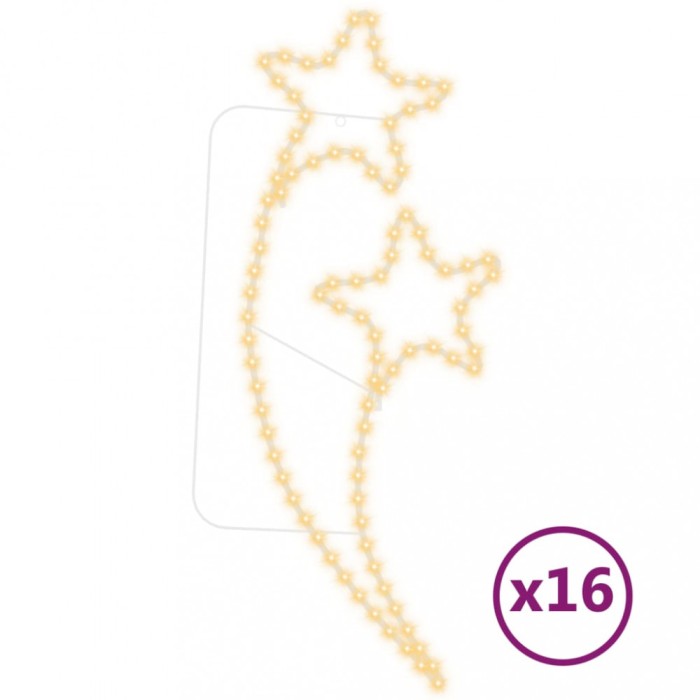 Sir de lumini in forma de stea 16 buc. alb cald 125,5x53x4,5 cm