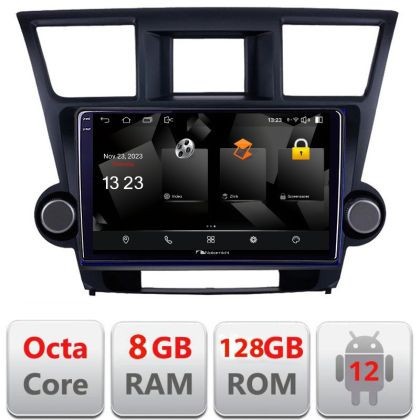 Navigatie Toyota Highlander 2007-2013 Android Octa Core Qualcomm 2K Qled 8+128 DTS DSP 360 4G Optical CarStore Technology