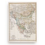 Harta Turciei Europene, gravură &icirc;n cupru colorată manual, 1812