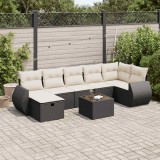 vidaXL Set mobilier de grădină cu perne, 8 piese, negru, poliratan 3325612
