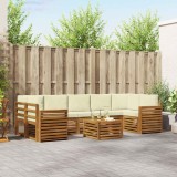 vidaXL Seturi de canapele 8 pcs Natural și Crem Lemn Solid de Acacia 3374535
