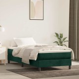 vidaXL Pat box spring cu saltea, verde &icirc;nchis, 90x190 cm, catifea 3144306