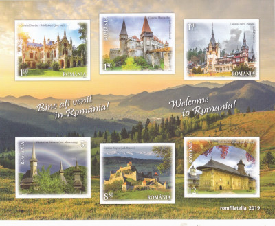 ROMANIA 2019 - BINE ATI VENIT IN ROMANIA, BLOC NEDANTELAT, MNH - LP 2239a foto