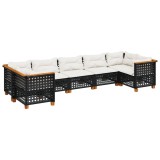 Cumpara ieftin Set canapele de gradina cu perne, 7 piese, negru, poliratan
