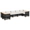 Set canapele de gradina cu perne, 7 piese, negru, poliratan