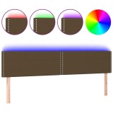 Cumpara ieftin Tablie de pat cu LED, maro inchis, 200x5x78/88 cm, textil