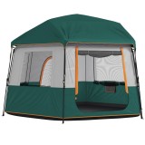 Outsunny Cort de camping pentru 4-6 persoane, stabil, impermeabil 3000mm, cort familial cu acoperire superioară detașabilă, protecție UV30+, verde | A