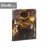 Tablou de Crăciun &ndash; LED &ndash; cu agățătoare, 2 baterii AA &ndash; 30 x 40 cm (58467)