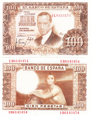 Spania 100 Pesetas 1953 P-145a UNC foto