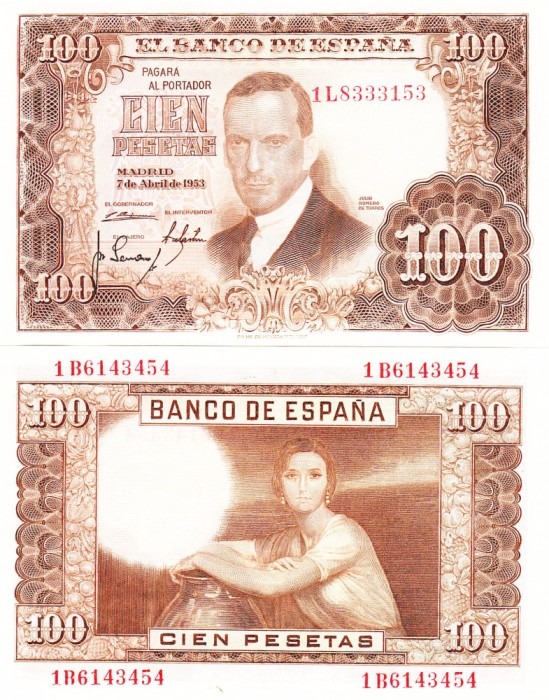 Spania 100 Pesetas 1953 P-145a UNC