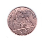 Moneda Belgia 2 centimes 1871, franceza, stare buna, curata, cu nuante de culoare