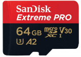 Card de memorie SanDisk Extreme PRO SDSQXCU-064G-GN6MA, MicroSDXC, 64GB, UHS-I U3, Clasa 10, V30 + Adaptor SD