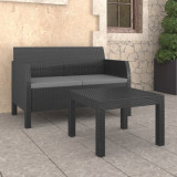 Set mobilier de gradina cu perne, 2 piese, antracit, PP ratan GartenMobel Dekor, vidaXL