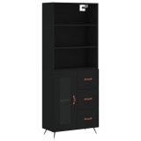 Dulap inalt, negru, 69,5x34x180 cm, lemn compozit