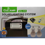 Kit solar portabil 30W, lanterna, 2 becuri LED, 4500 mAh, cabluri incarcare,