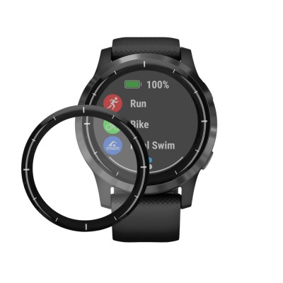 Set 2 Folii de protectie Kwmobile pentru Garmin Vivoactive 4, Transparent/Negru, Polimer, KWM000024UX001C foto