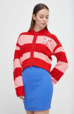 Tommy Jeans cardigan femei, culoarea roșu DW0DW17760