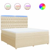 Cumpara ieftin Pat continental cu saltea, crem, 180x200 cm, textil
