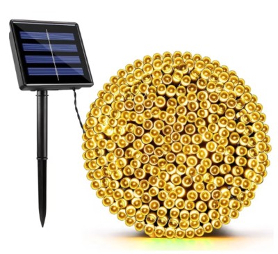 Instalatie solara decorativa 45m, 450 LED, Alb cald, BZRSH, telecomanda, 8 moduri de iluminare foto