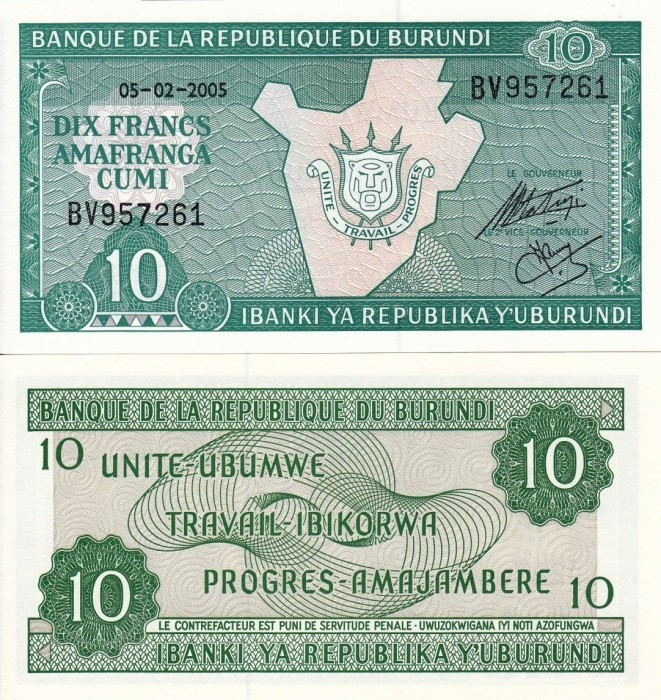 BURUNDI 10 francs 2005 UNC!!!
